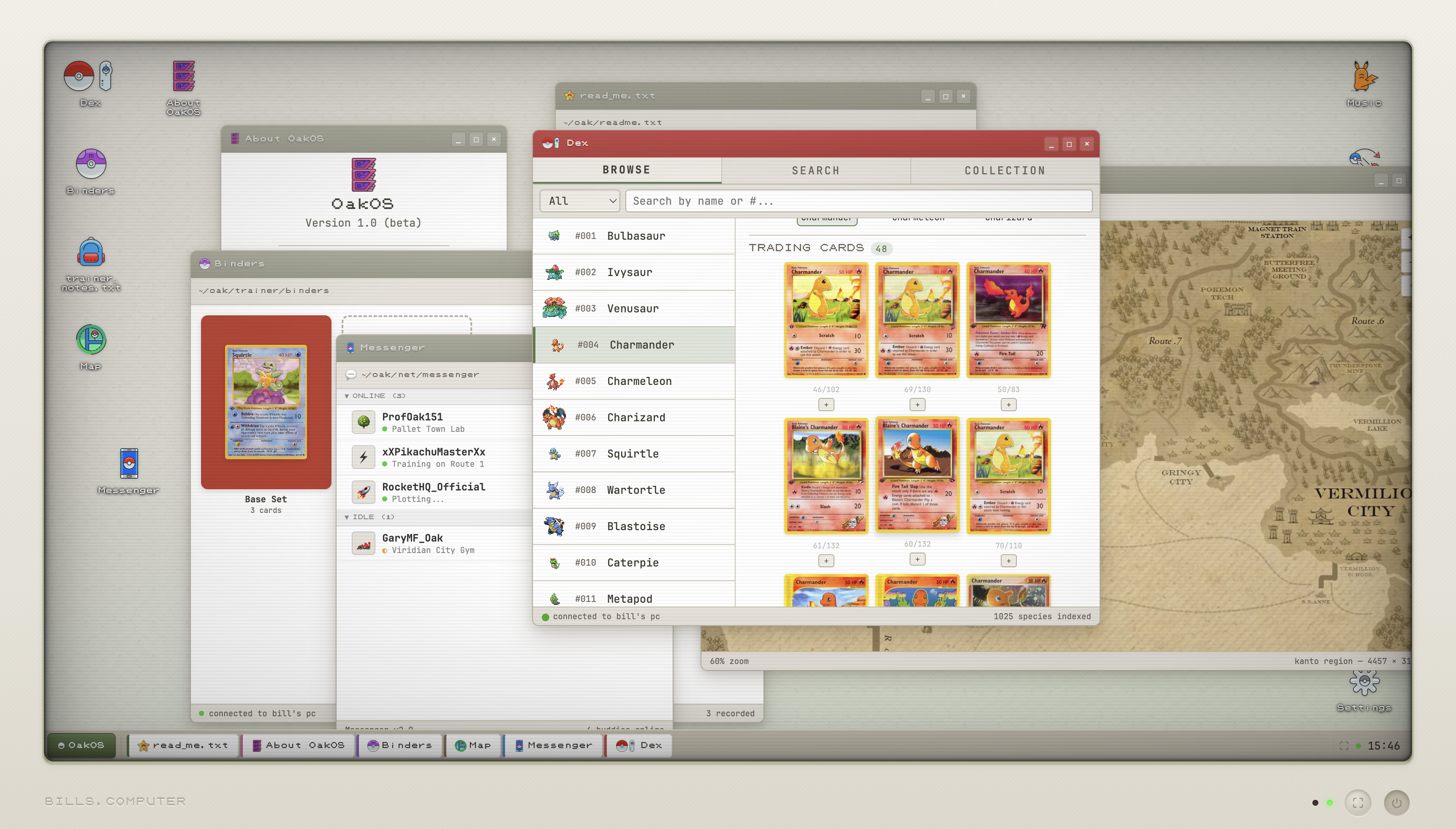 OakOS with multiple windows open