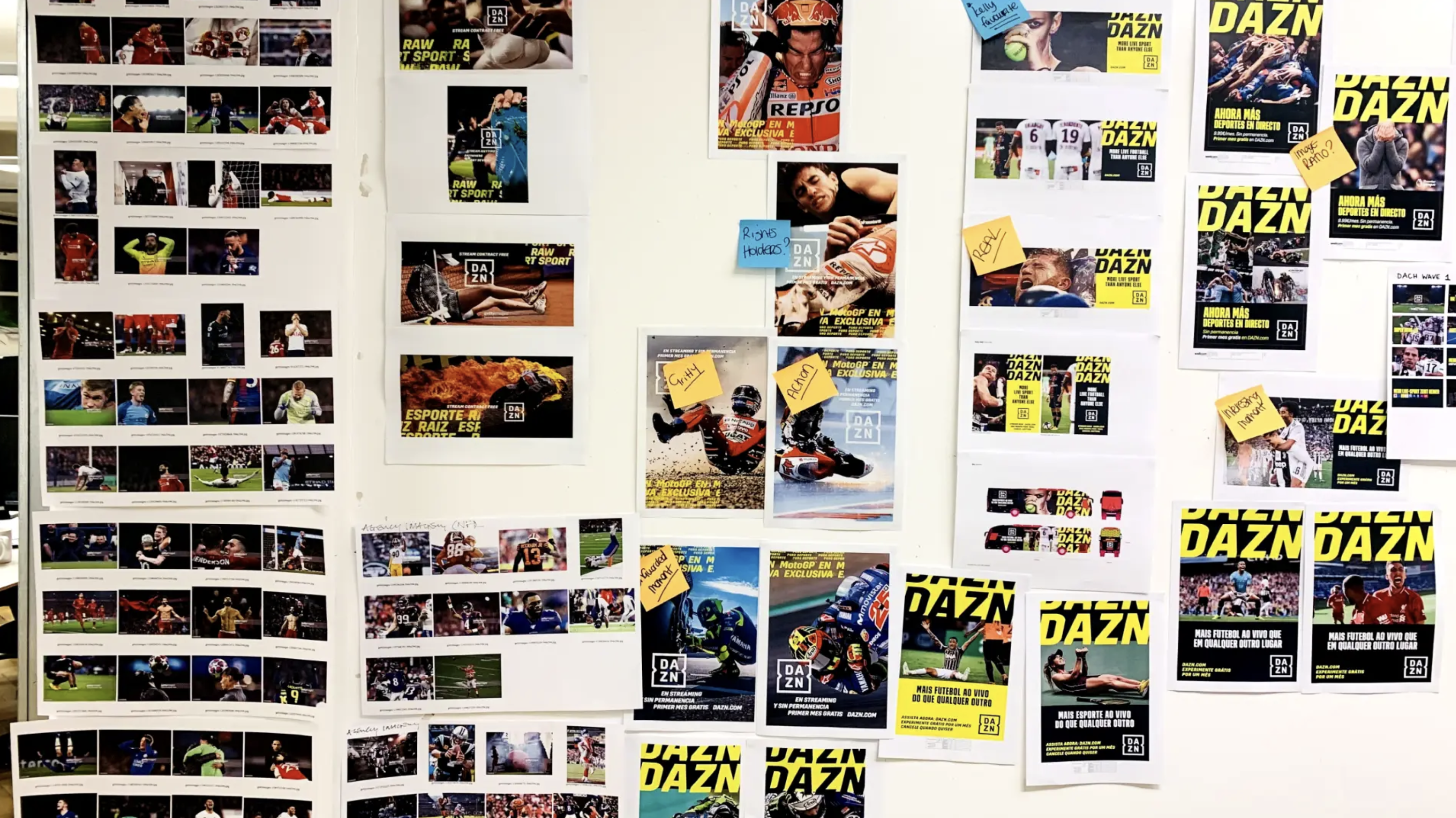 DAZN campaign wall — breadth of creative output