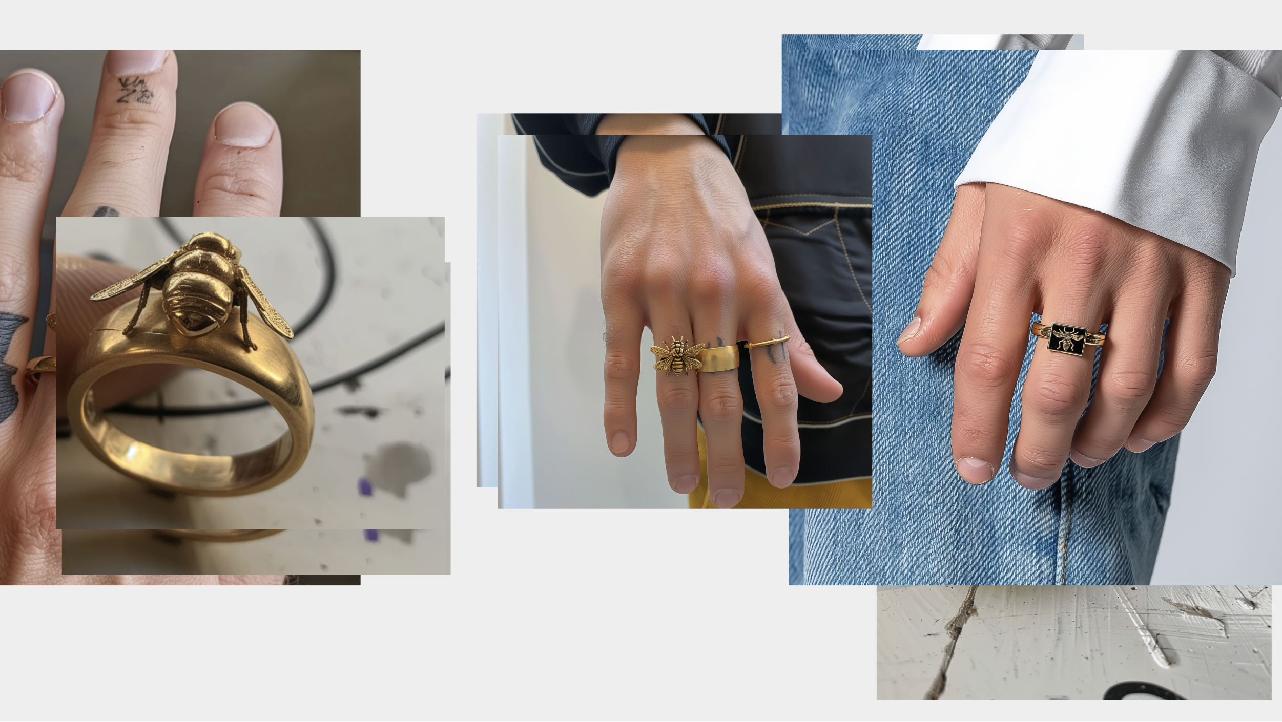 Moodboard — gold rings, hands, minimal jewellery styling
