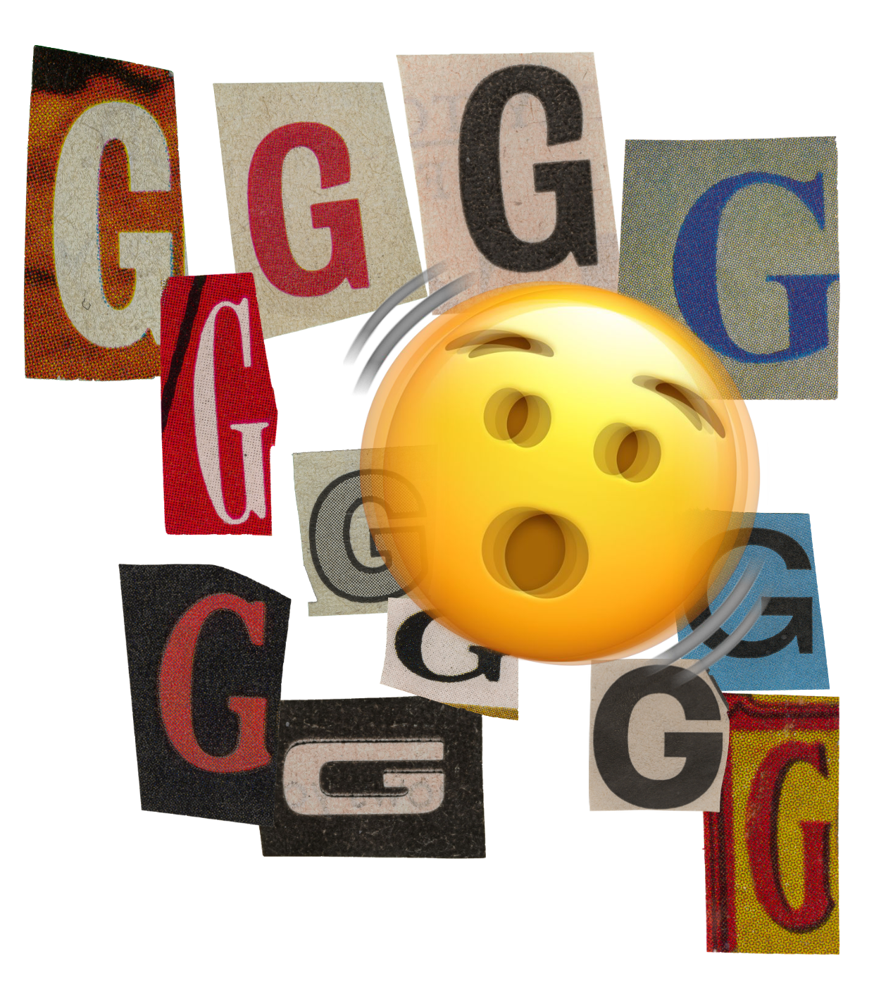 The OGs — collage of cut-out G letterforms in different typefaces and textures