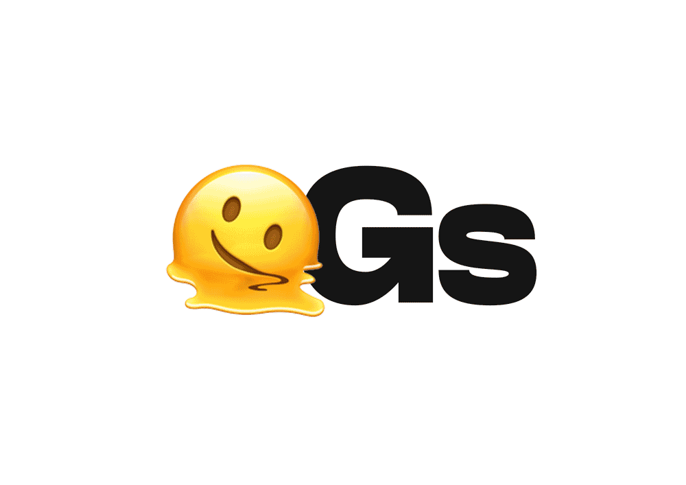 The OGs — clean logo lockup with melting emoji