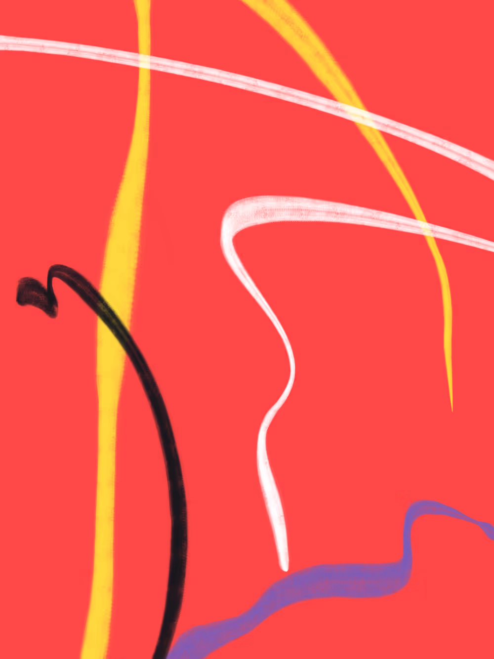 Gestural lines on red