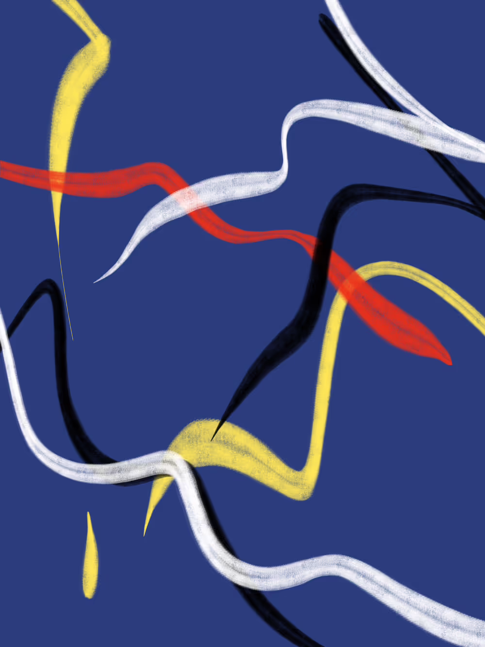 Flowing lines on blue