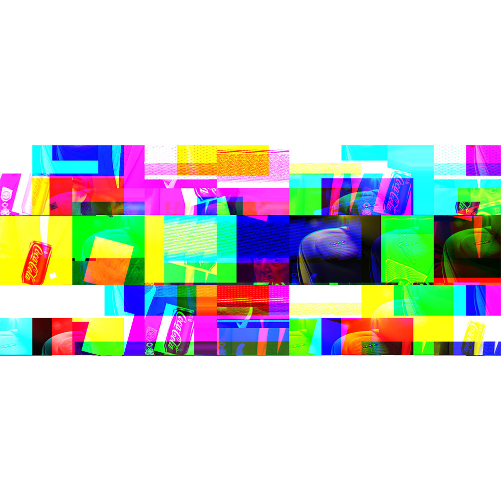 Neon glitch composition